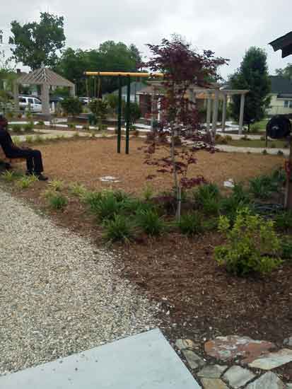 Toddler Swing, Soft Plantings, Seating